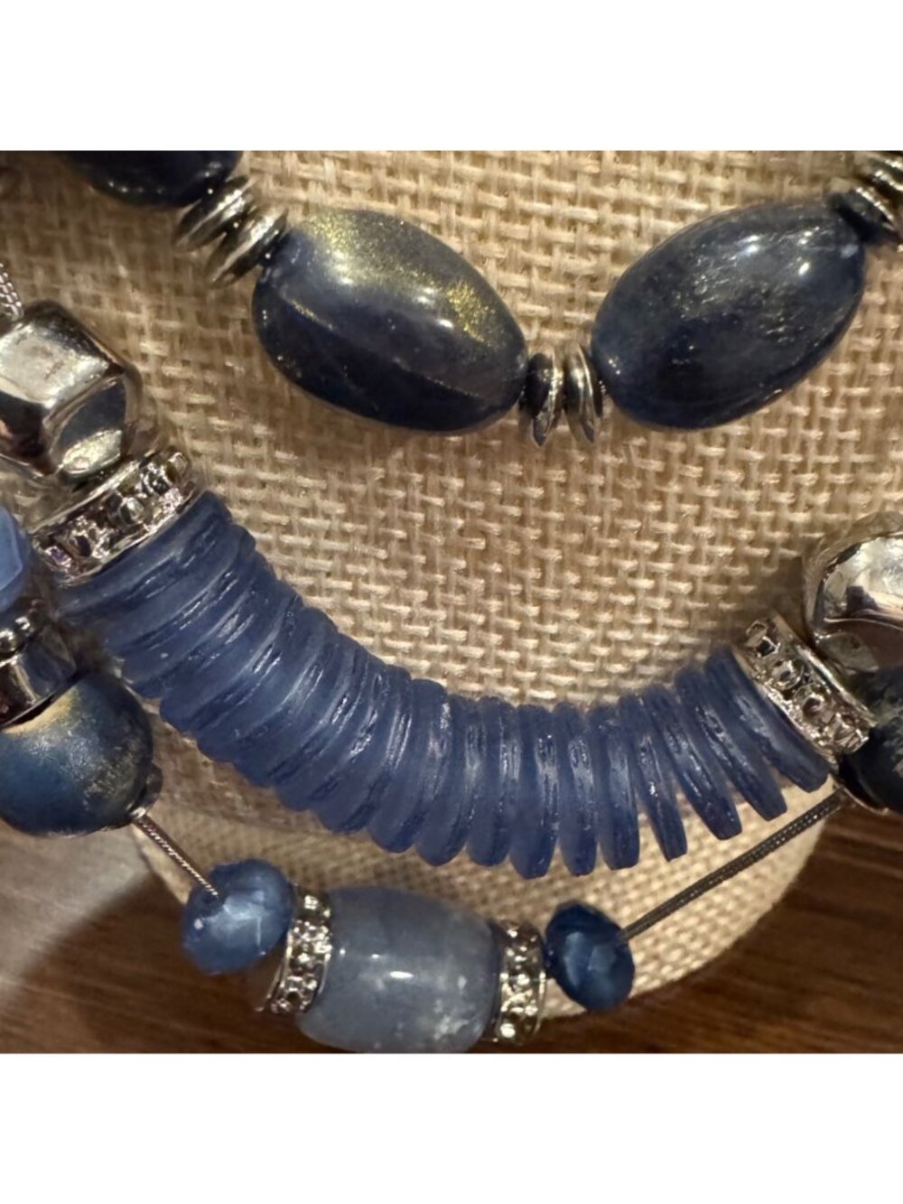 Chicos Blue Multi-Strand Necklace Bracelet & Earrings Set w Silver-Tone Accents - Picture 9 of 16